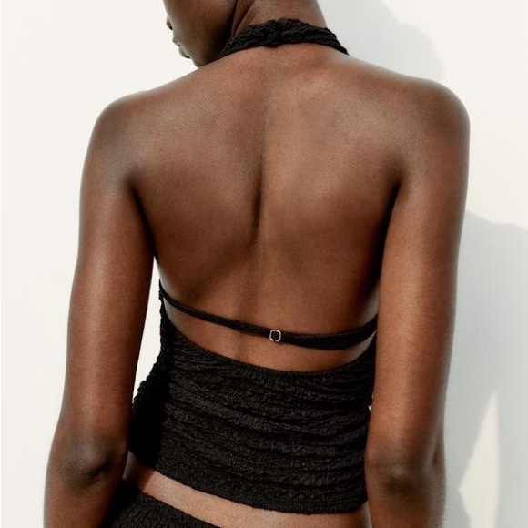 Zara Textured Halter Top Black - Picture 6 of 9